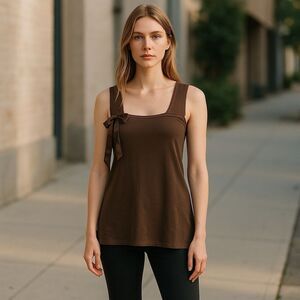 Arden B Square Neck Tank Brown Purple Top Sz S